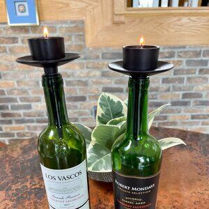 SALE!  Very Cool Black Metal Tea-light Candle Holders (2).